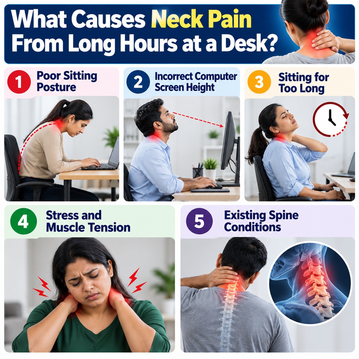 How to Prevent Neck Pain While Working at a Des